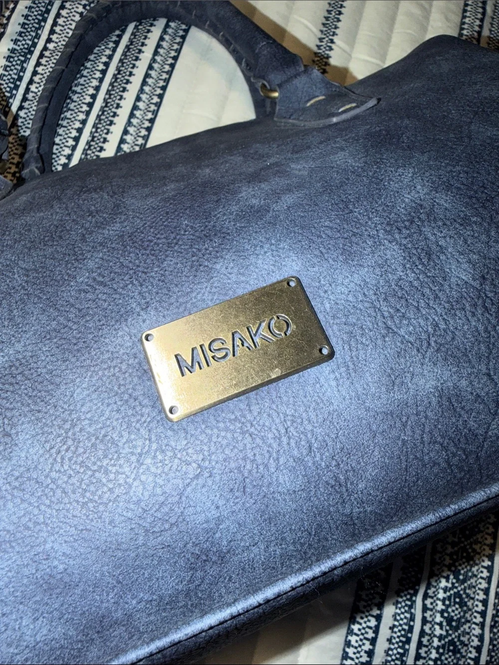 Misako Navy Leather-Effect Holdall Bag